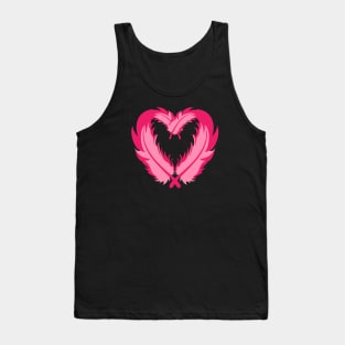 Pink Flamingo Feathers Heart Tank Top